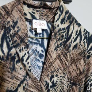 Cleo Top Animal Print Large Business Casual V-Neck Long Sleeve